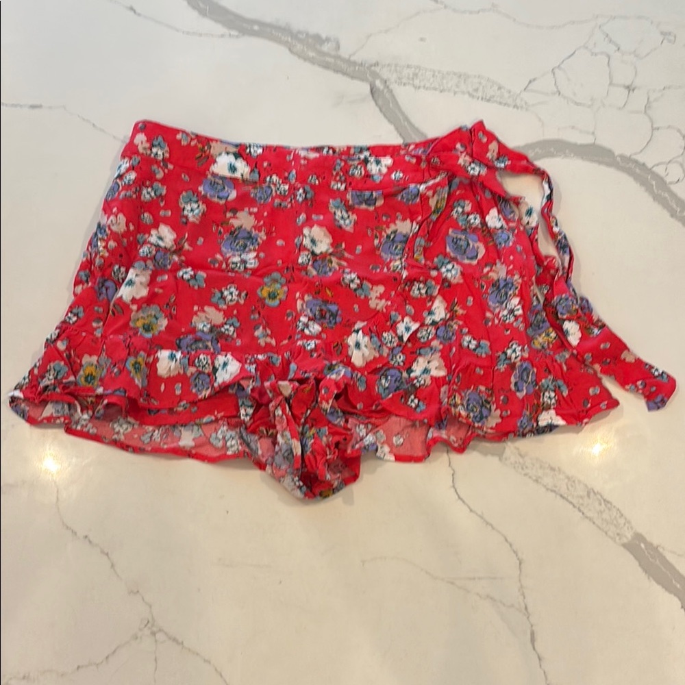 Free People Flirting Fleurs Ruffle Mini Skort